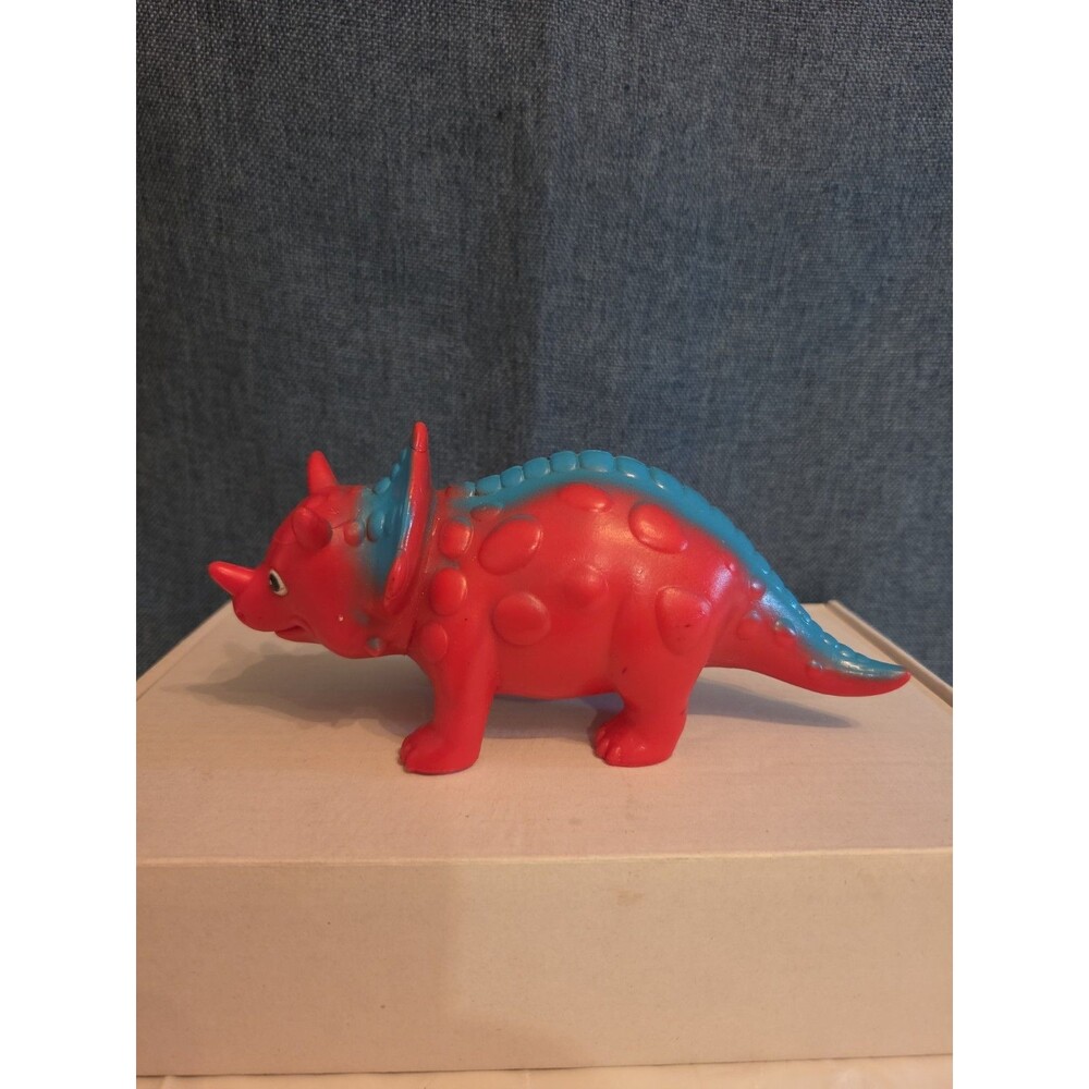 Kid Connection Triceratops Dinosaur Toy Red Blue 7" Long Plastic Figure Toddler